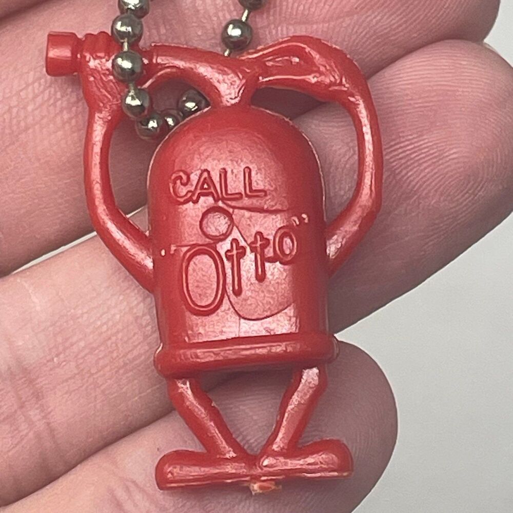 Vintage Orkin Man Keychain Otto Red plastic Advertising Mascot Promo 1.25”